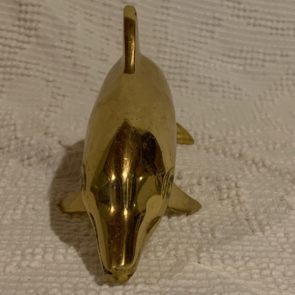 Mid-Century Modern Brass Dolphin Figurine - Picture 2 of 7